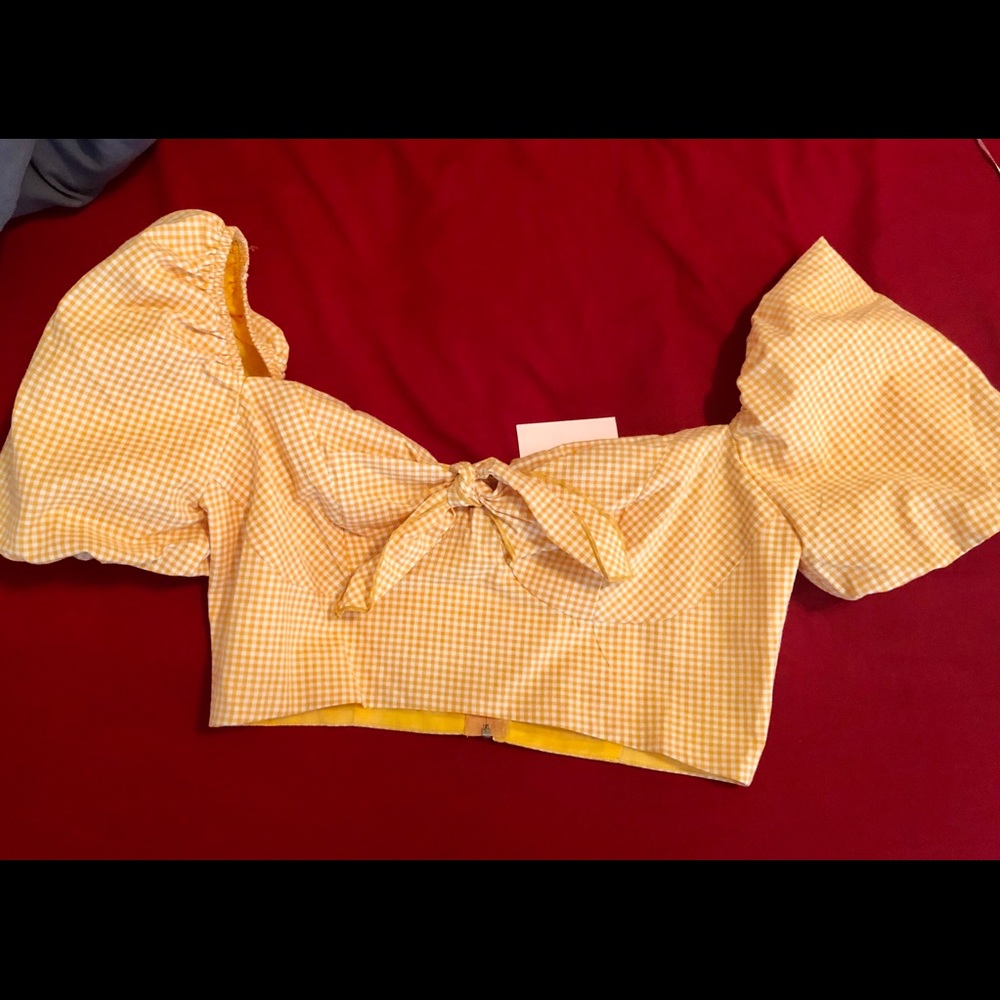 Showpo Yellow Gingham Crop Top